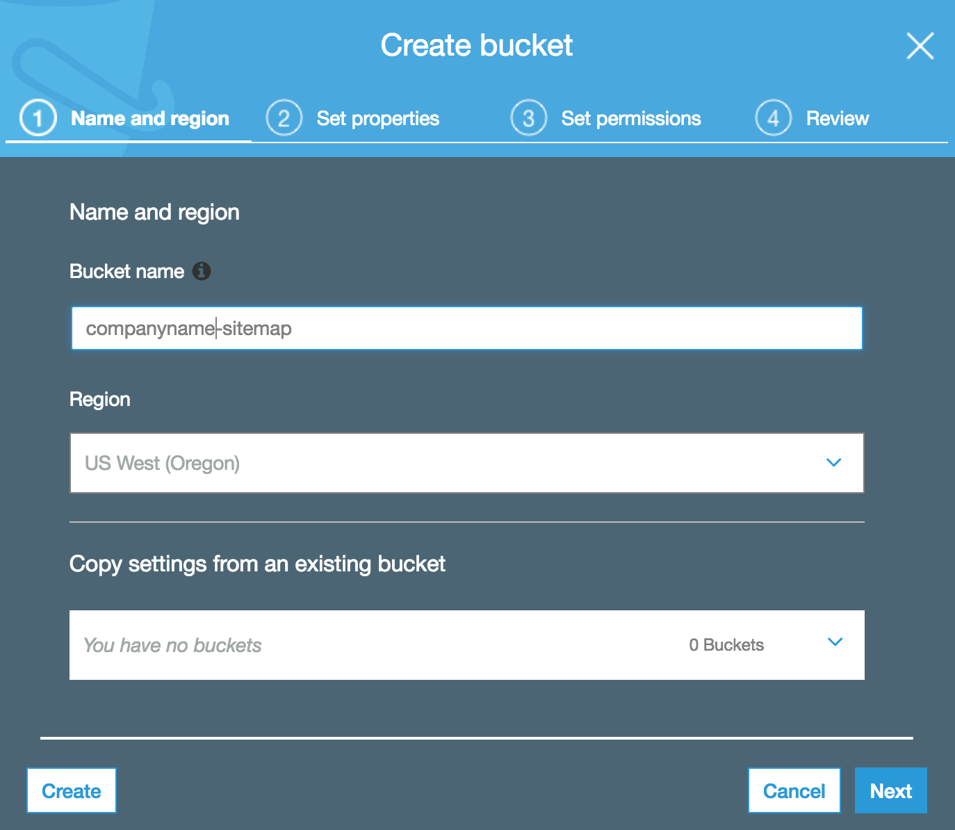 Open your S3 Storage in the Services drop-down