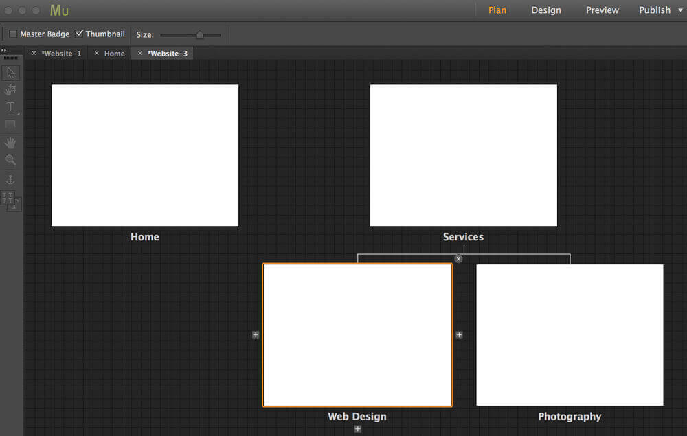 Plan view in Adobe Muse