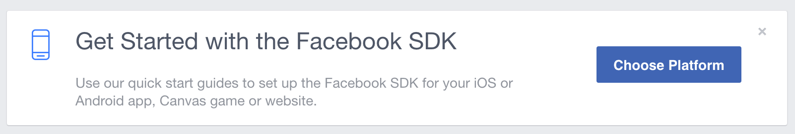 Choose a platform for your Facebook app