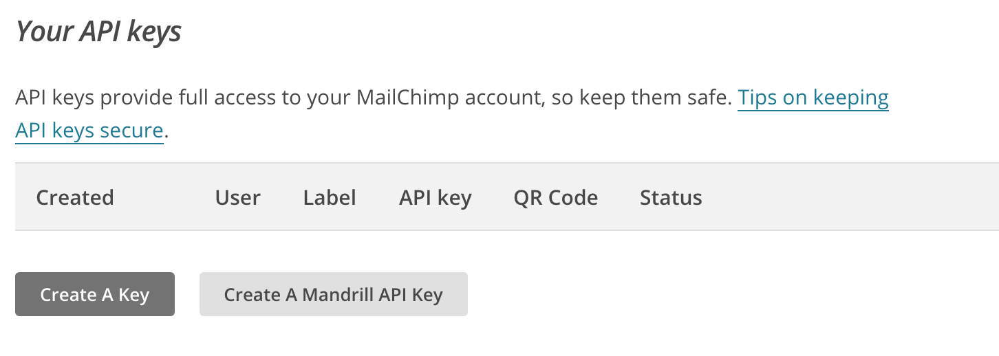 Copy your MailChimp API key