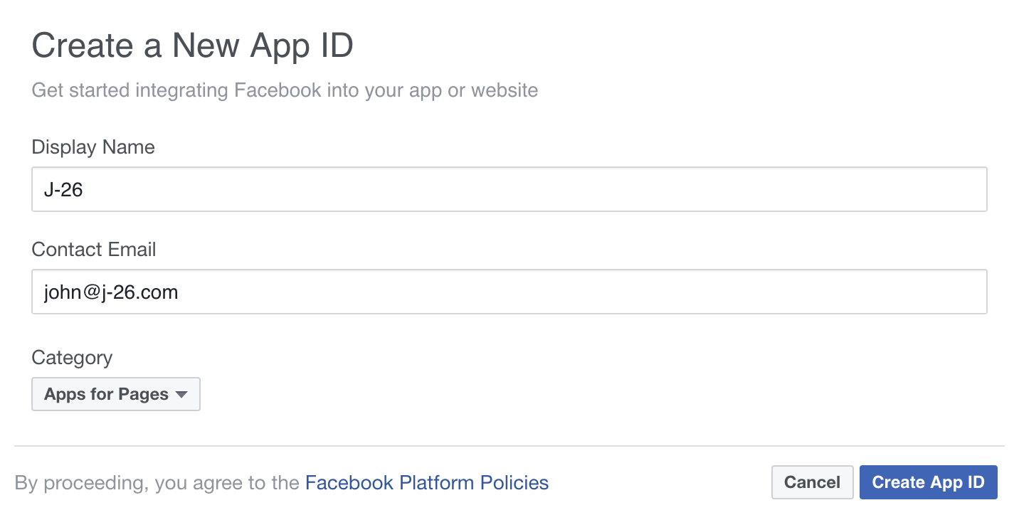 Create your Facebook app ID