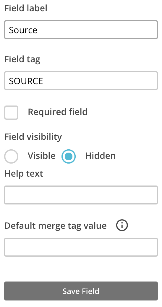 Mailchimp segment field settings