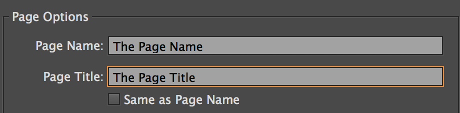 Edit the page title in Adobe Muse