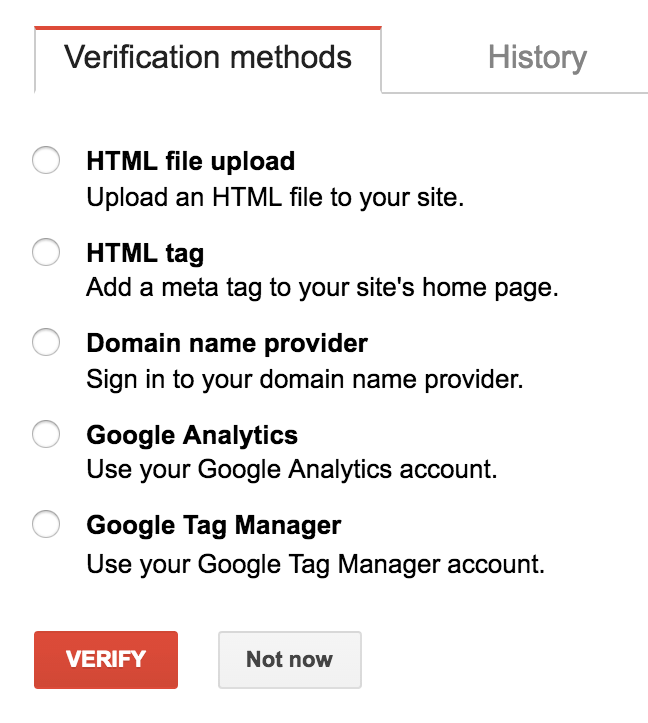 Verify your ownership of website